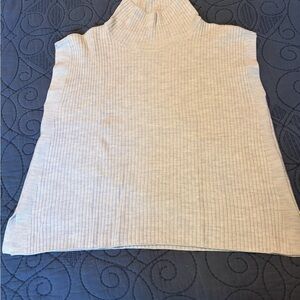 Eileen Fisher Sea Salt Ribbed Turtleneck Sleeveless Sweater Size M